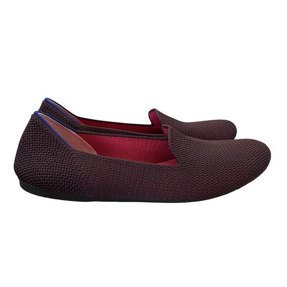 Rothy's Round Toe Knit Machine Washable Flats Size 8 Berry Lattice Stitch Travel - Picture 1 of 9